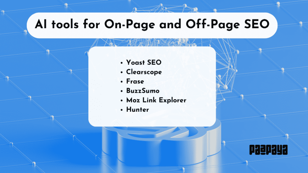 This image shows AI tools for On-Page and Off-Page SEO