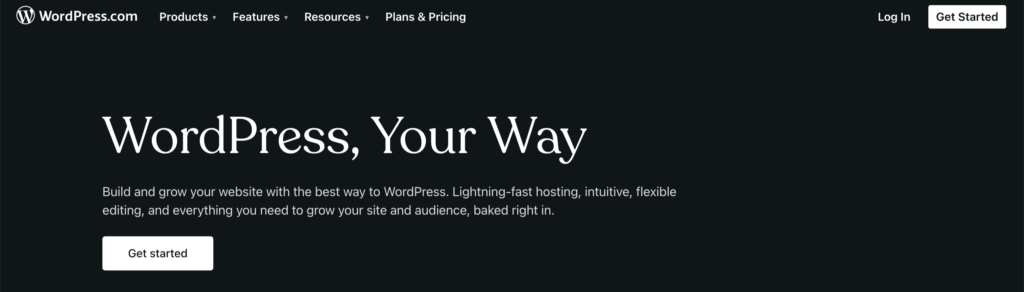 This image shows the homepage of WordPress