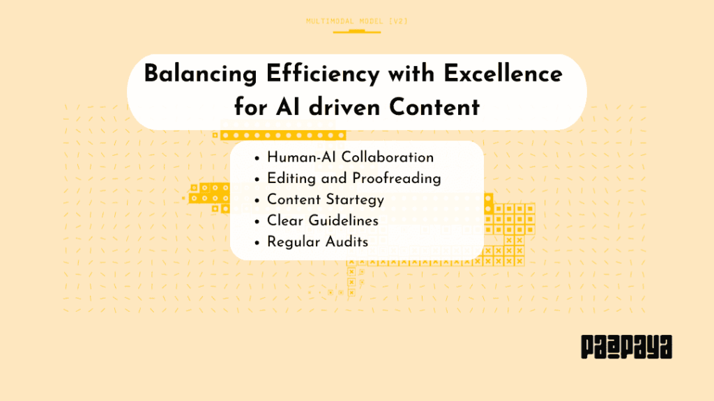 this image shows strategies to balance efficiency with excellence for AI-driven content